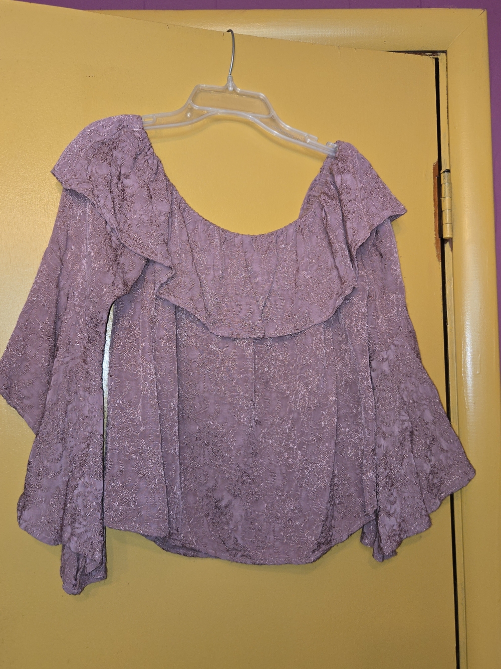 Maven West Lavender Ruffle Off-Shoulder Blouse